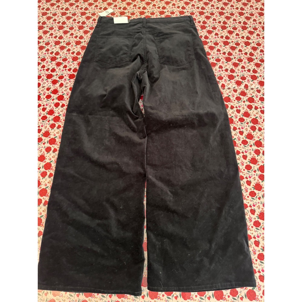 Gap High Rise Wide Leg velvet Pants Black Size 12/31R New With Tags e3 - Picture 3 of 8